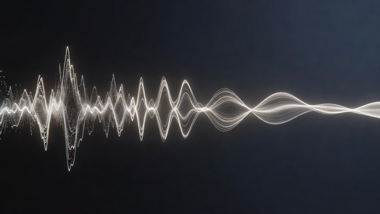 Abstract visualization of a noisy signal being smoothed into a continuous surface before gradient computation
